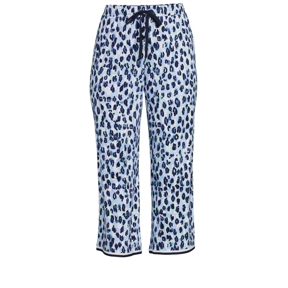 Secret Treasures Blue Leopard Print Pajama Pants Capri Sleep Bottoms 2X 18W-20W